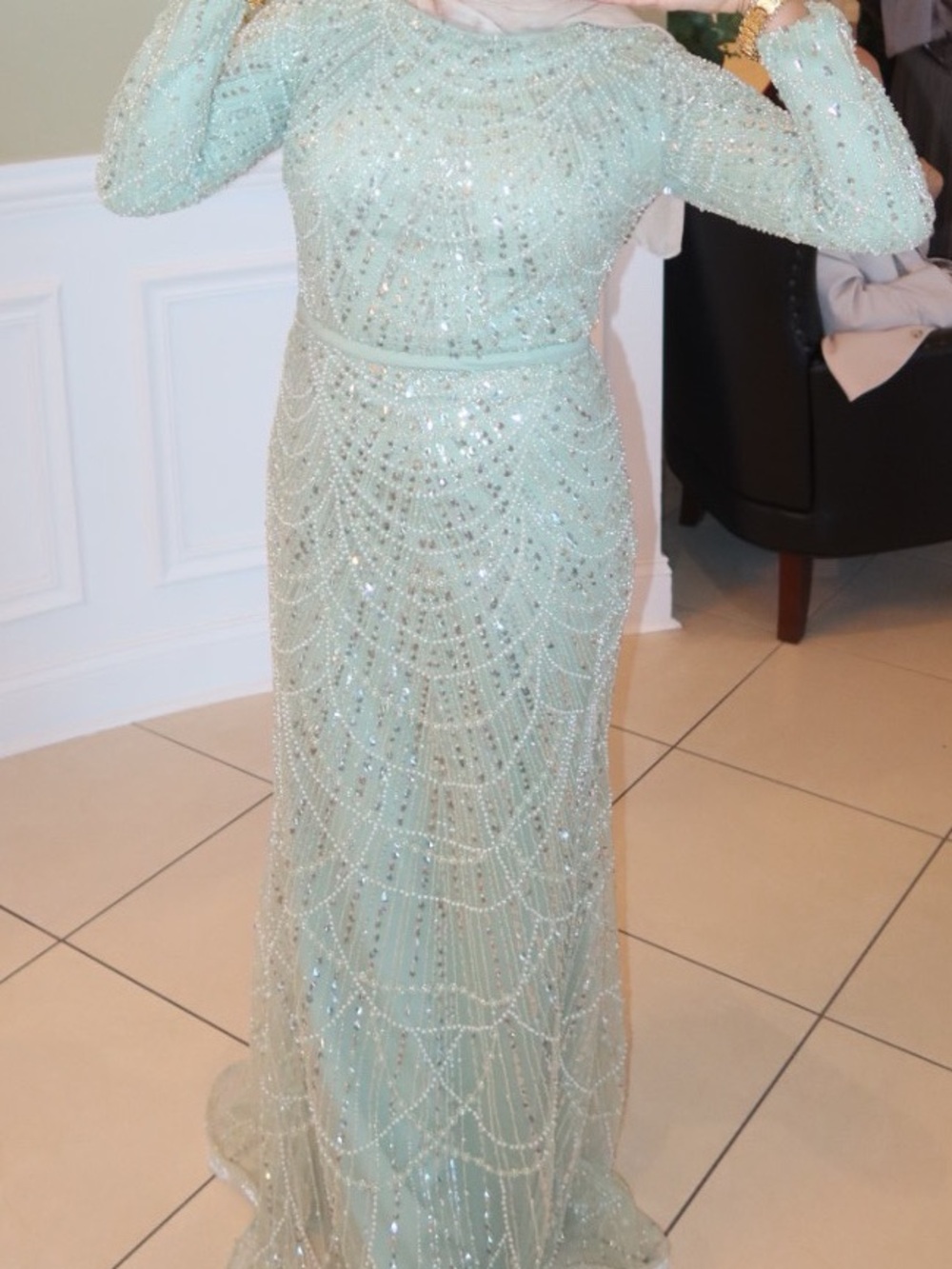 Beaded Mint Green Evening Skirt
